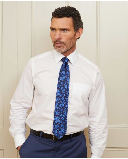 Blue Navy Floral Silk Tie
