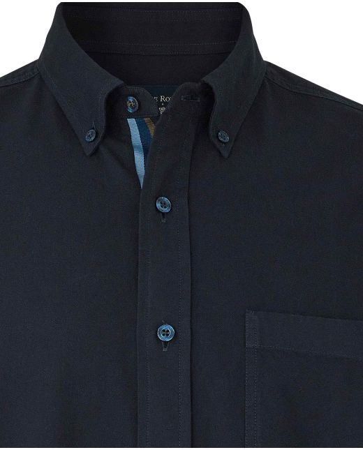 Navy Button-Down Oxford Shirt - Stripe Contrast Detail