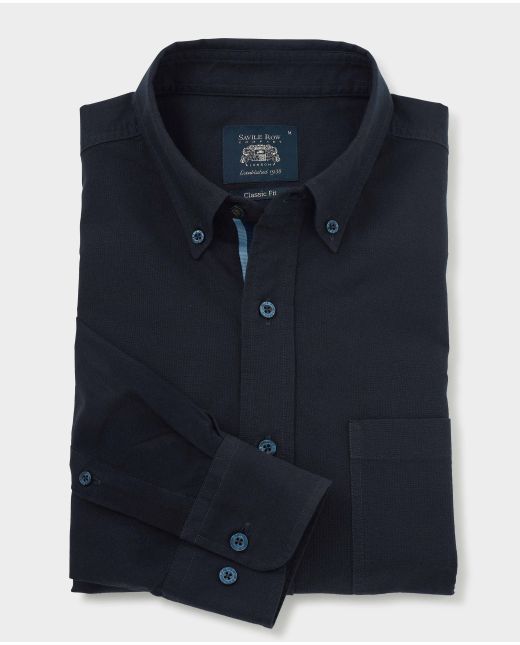 Navy Button-Down Oxford Shirt - Stripe Contrast Detail