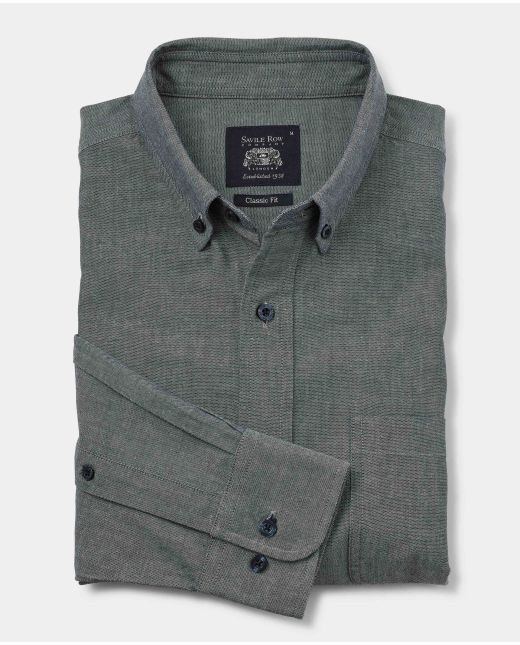 Navy Classic Fit Chambray Oxford Shirt