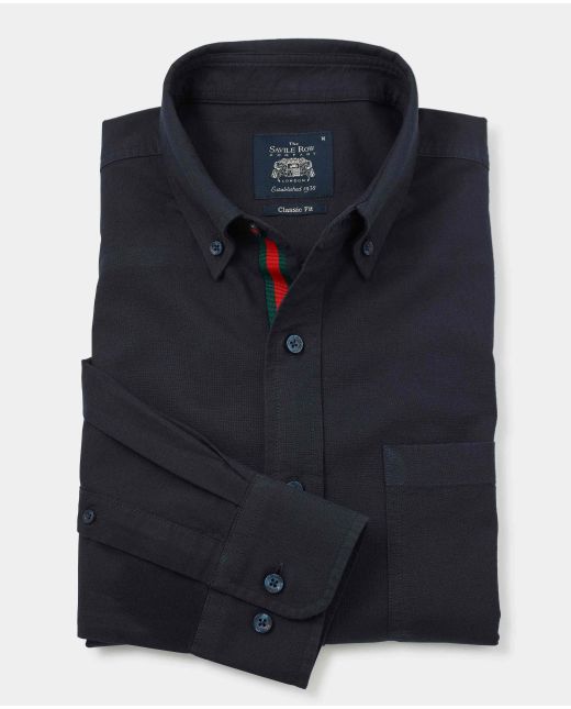 Navy Oxford Shirt with contrast placket
