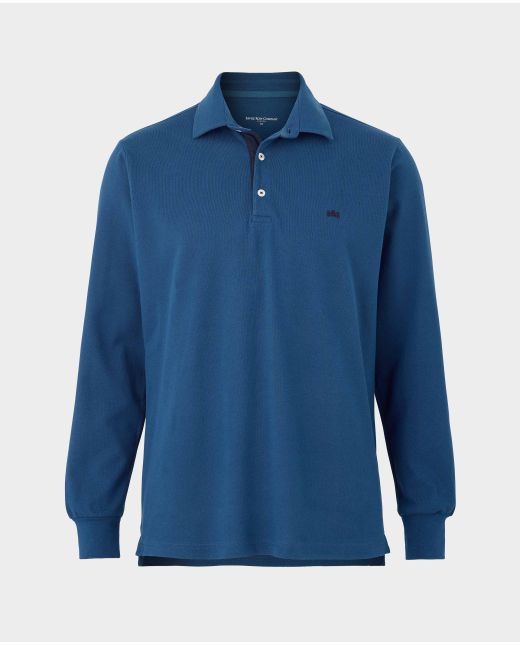 Denim Blue Long Sleeve Polo Shirt
