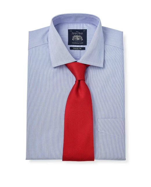Navy Fine Stripe Classic Fit Formal Shirt - Single Cuff