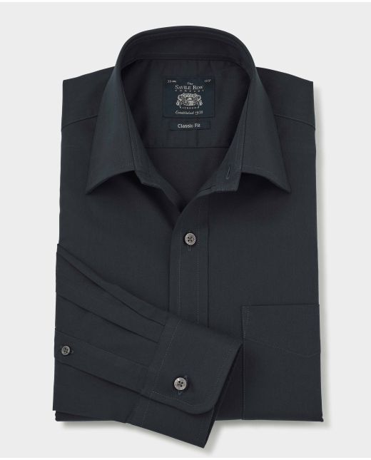Navy Fine Twill Classic Fit Formal Shirt - Single Cuff