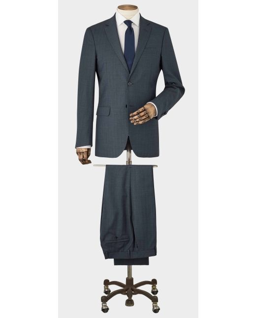 Navy Herringbone Wool-Blend Suit