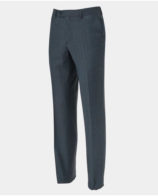 Navy Herringbone Wool-Blend Suit Trousers