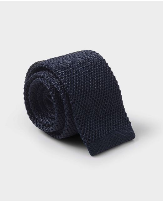 Navy knitted silk tie