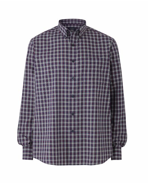 Navy White Red Check Classic Fit Casual Shirt On Mannequin