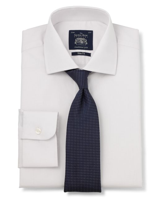 Pale Grey Dobby Slim Fit Formal Shirt - Single Cuff