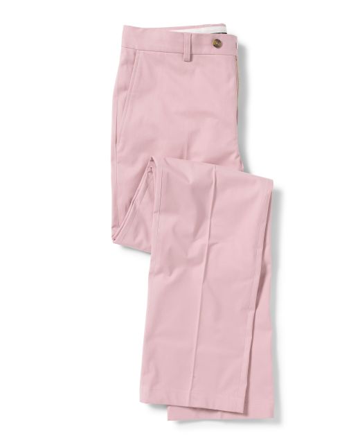 Pink Flat Front Slim Fit Chinos Folded Shot