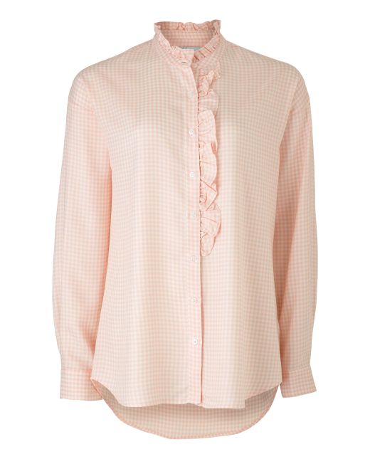 Pink Gingham Check Viscose Women's Shirt