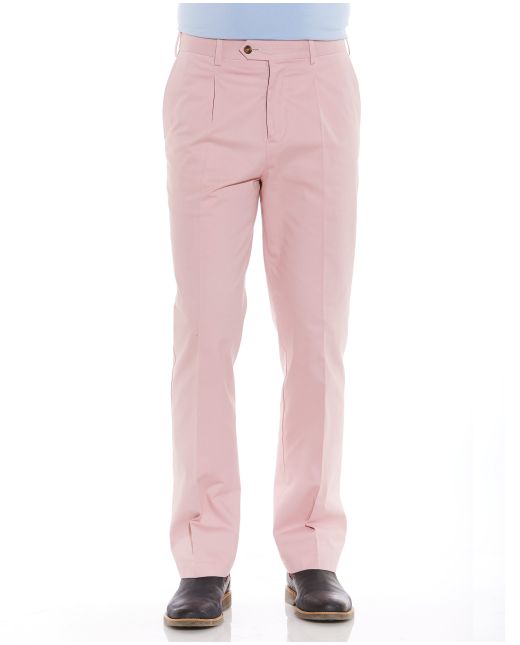 Pink Pleat Front Classic Fit Chinos - MCT328CTP - Large Image