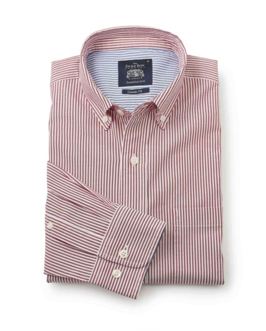 Red White Stripe Classic Fit Button-Down Shirt