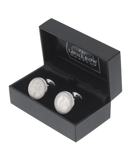 Sterling Silver Cufflink with 'Lucky' Sixpence