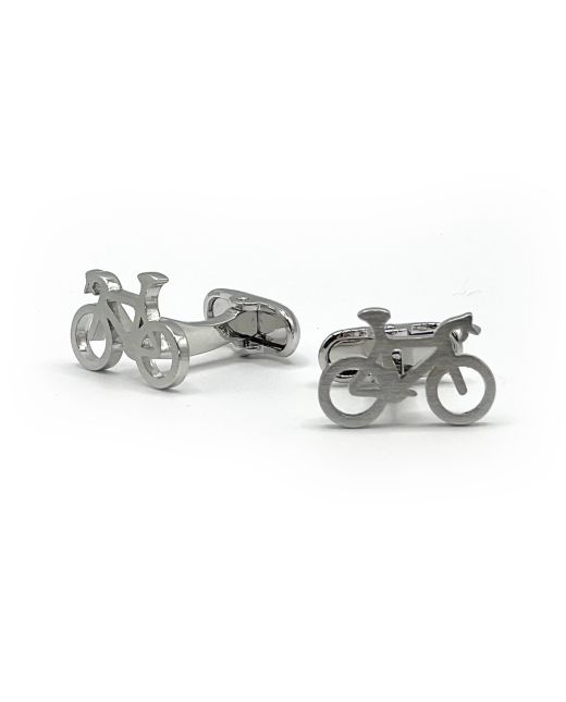 Silver Tone Rhodium Plated Bike Cufflinks