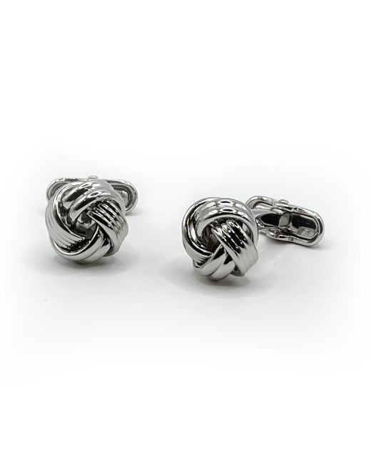 Silver Tone Rhodium Plated Knot Cufflinks