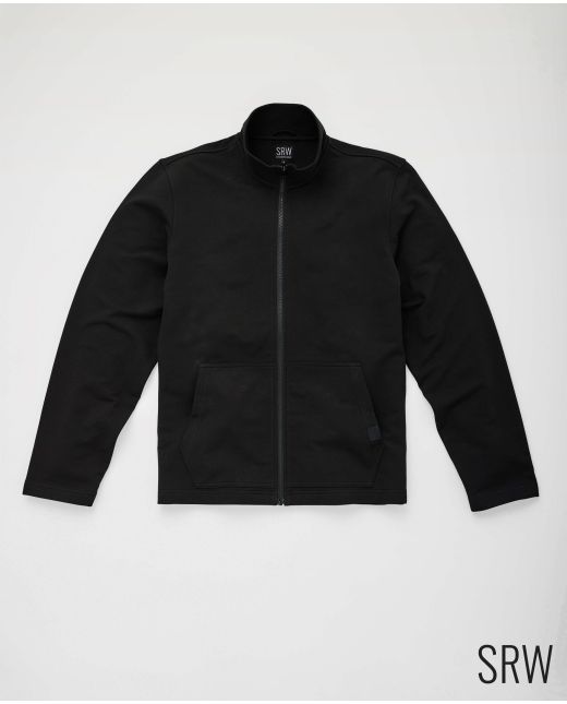 SRW Black Loopback Stretch Cotton Blend Zip-Up Sweatshirt