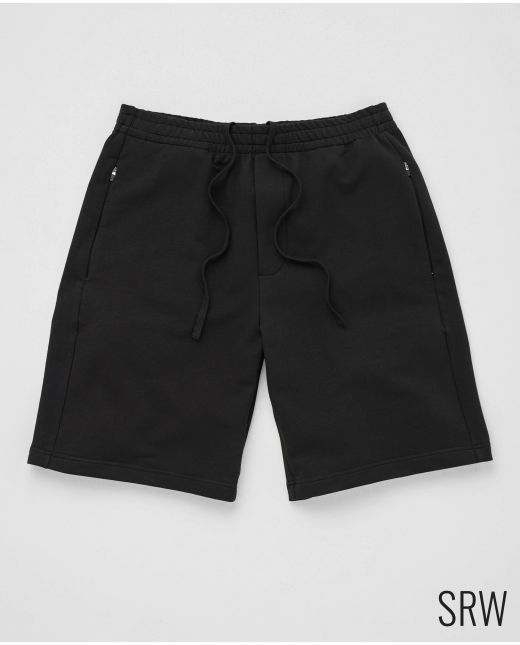 SRW Black Stretch Loopback Cotton Blend Sweat Shorts