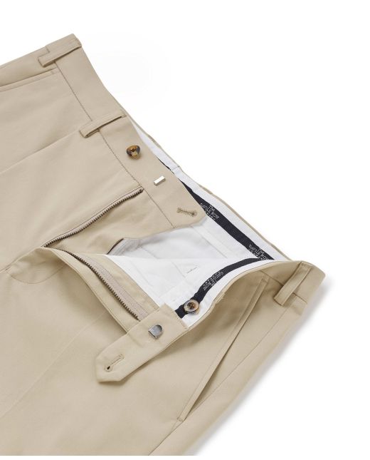 Stone Pleat Front Stretch Cotton Classic Fit Chinos - MCT331STN - Large Image