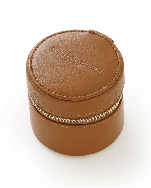 Tan Leather Cufflink Storage Box
