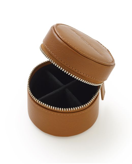 Tan Leather Cufflink Storage Box