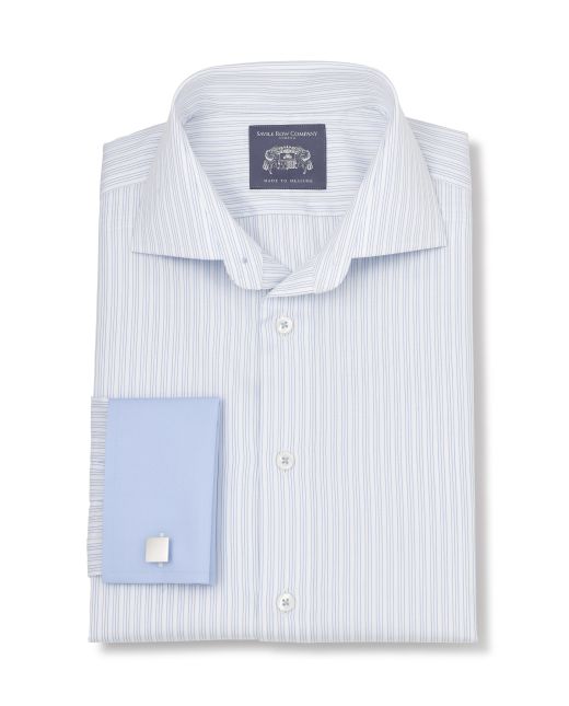 Victor Blue Fine Stripe Made To Measure Shirt - Large Image