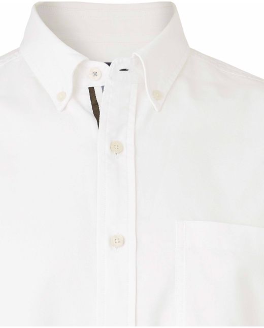 White Button-Down Oxford Shirt - Stripe Contrast Detail