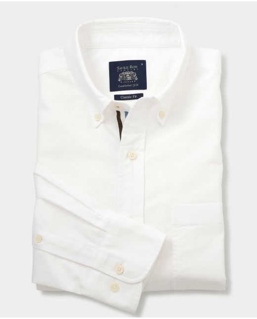 White Button-Down Oxford Shirt - Stripe Contrast Detail