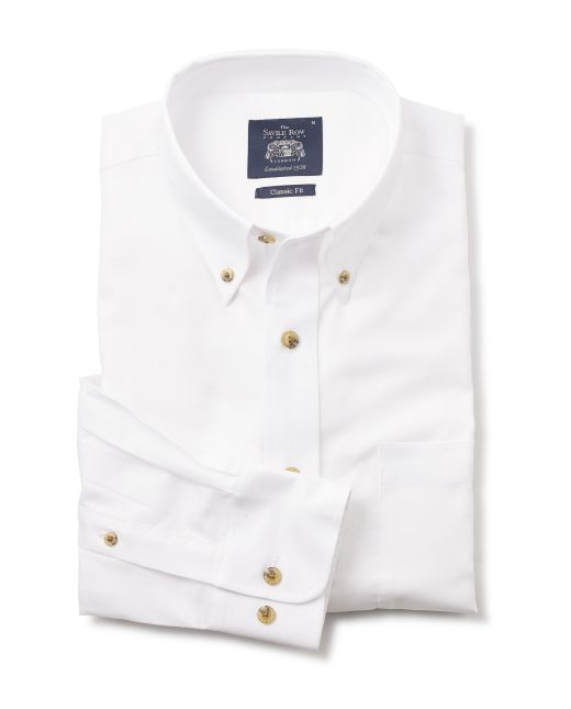 White Classic Fit Oxford Shirt - Single Cuff