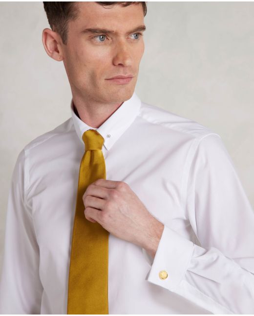 White Extra Slim Fit Pin Collar Shirt - Double Cuff