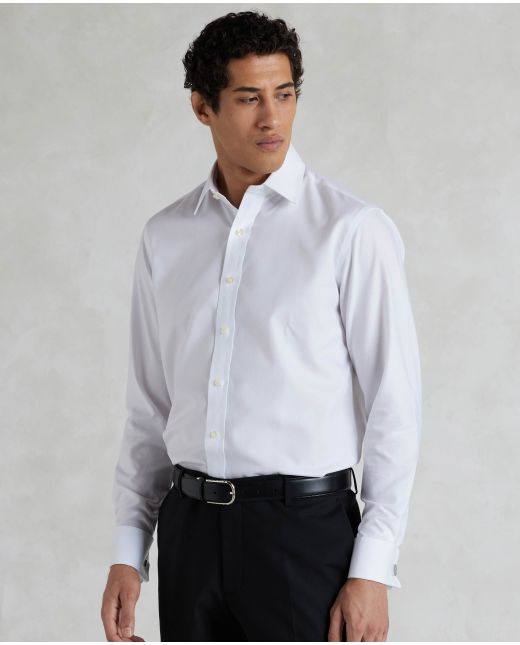 White Fine Twill Slim Fit Non-Iron Formal Shirt - Double Cuff