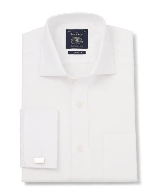 White Pinpoint Classic Fit Shirt - Single Cuff
