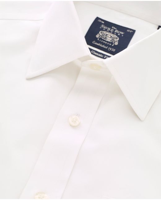 White Poplin Classic Fit Non-Iron Formal Shirt - Single or Double Cuff