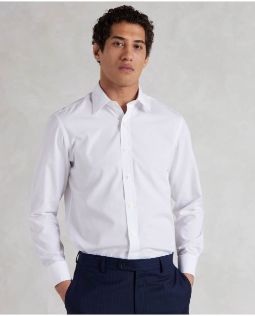White Poplin Slim Fit Non-Iron Shirt - Double Cuff