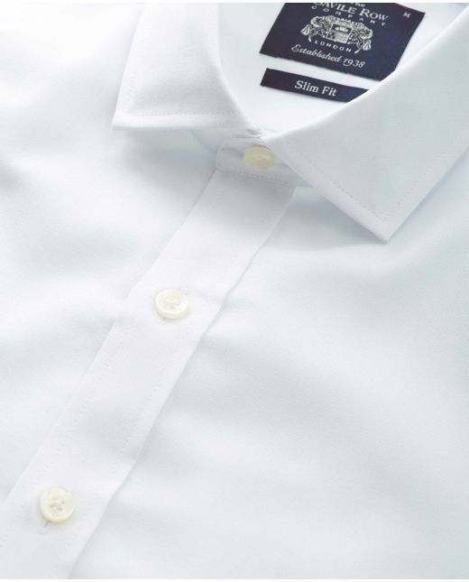 White Slim Fit Smart Casual Oxford Shirt - Single Cuff