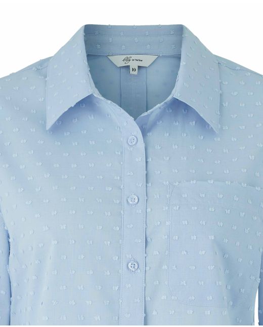 Women's Light Blue Dobby Spot Semi-Fitted Shirt