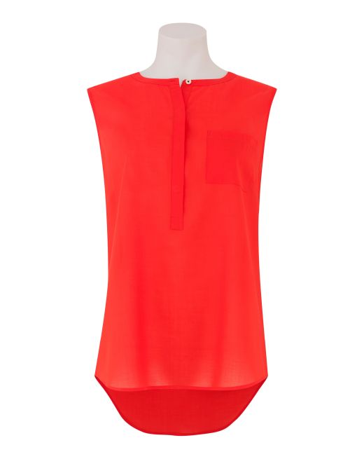 Women's Orange Collarless Sleeveless Shirt - LSS356ORG - Large Image