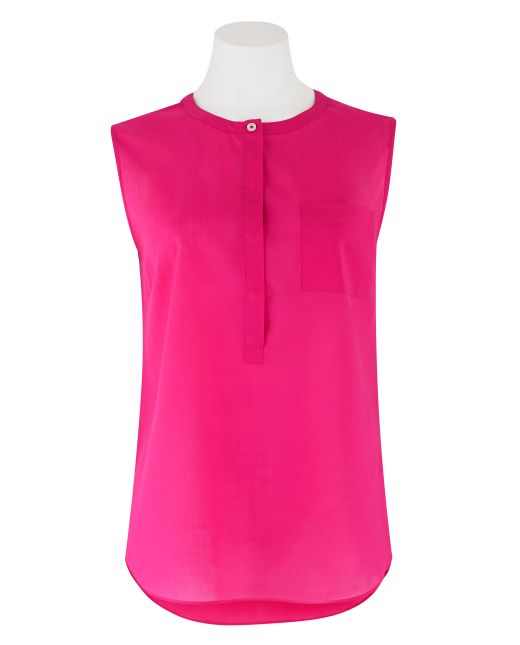 Women's Pink Tencel Semi-Fitted Sleeveless Blouse - LSS319PNK - Large Image