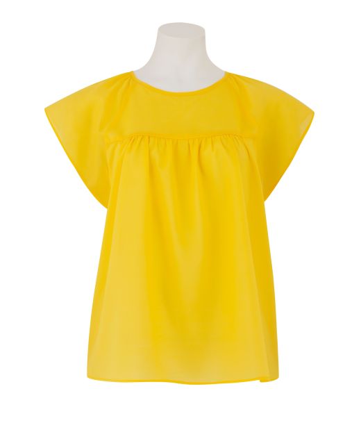 Women's Yellow Tencel Cap Sleeve Shirt - LSS360SUN - Large Image