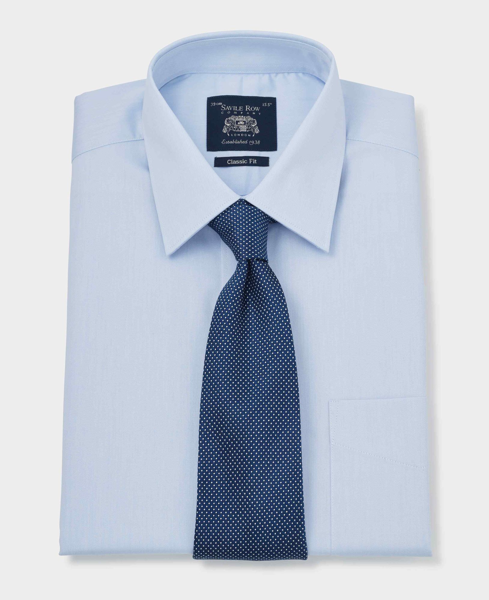 Sky Blue Twill Classic Fit Shirt - Single Cuff 17