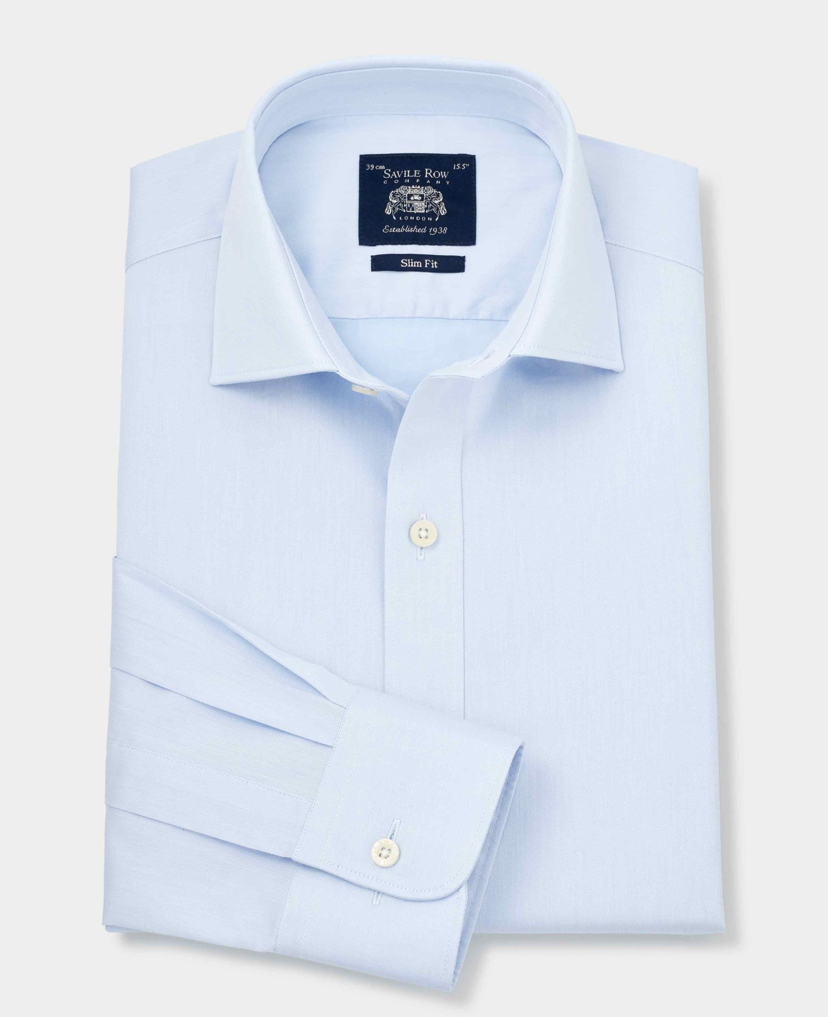 Sky Blue Twill Slim Fit Shirt W/ Cutaway Collar 15