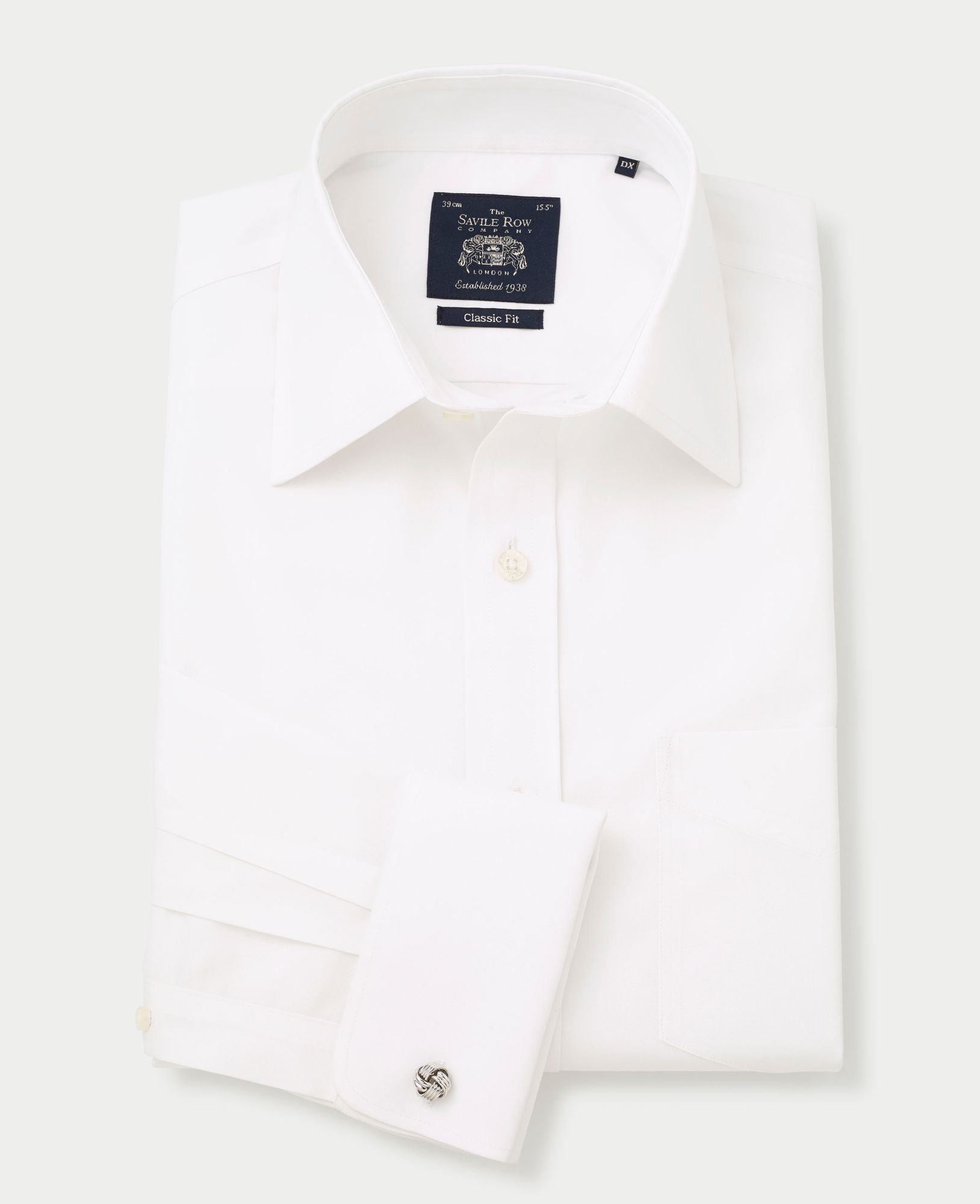 White Poplin Classic Fit Non-Iron Shirt - Single or Double Cuff 18 1/2&quot; Standard