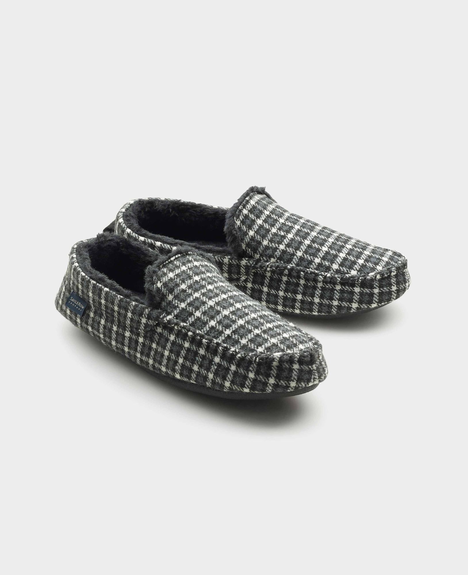 Black Check Moccasin Slippers 11