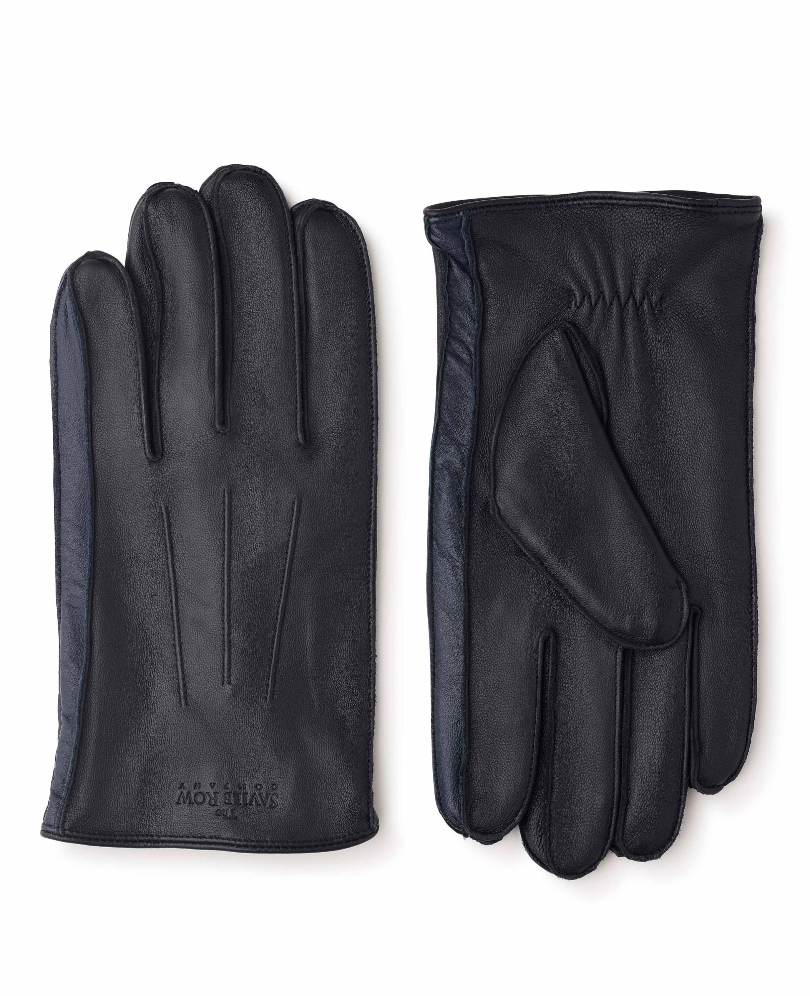 Black Navy Nappa Leather Gloves M/L