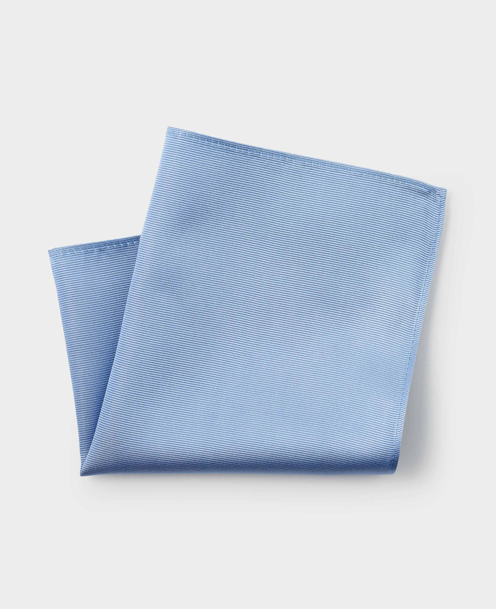 Blue Fine Twill Silk Pocket Square by Savile Row Company