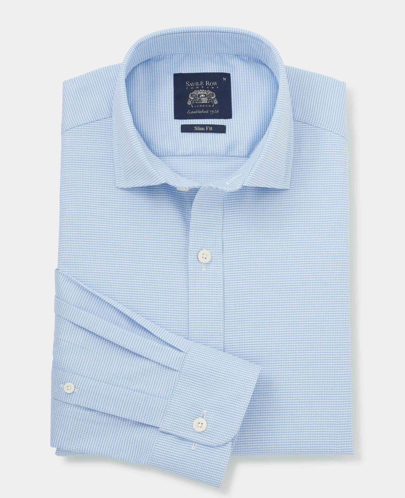 Blue Stretch Cotton Smart Casual Shirt L Standard