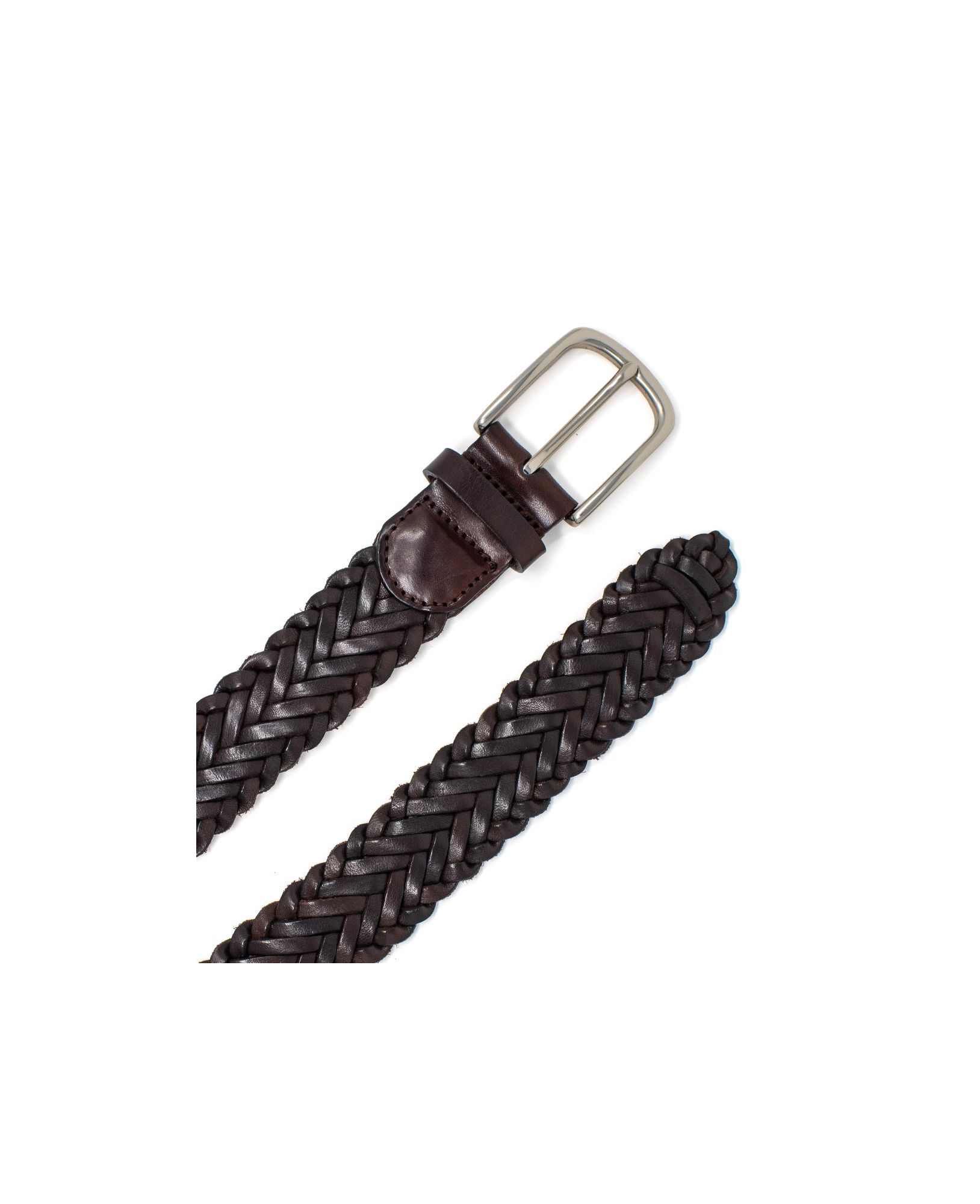 Brown Plaited Leather Belt 44