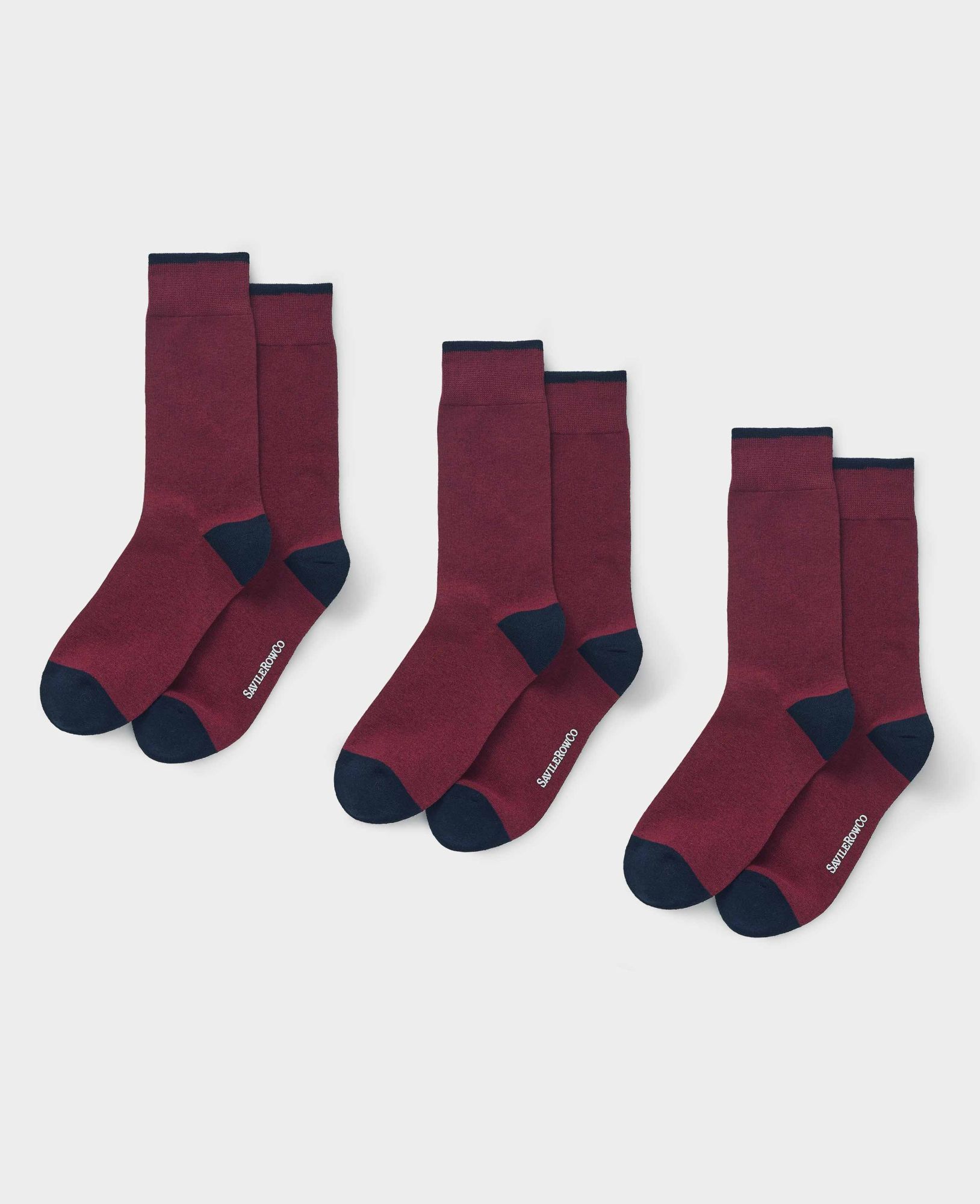 Image of Burgundy Cotton Mix Three Pack Socks 39/42
