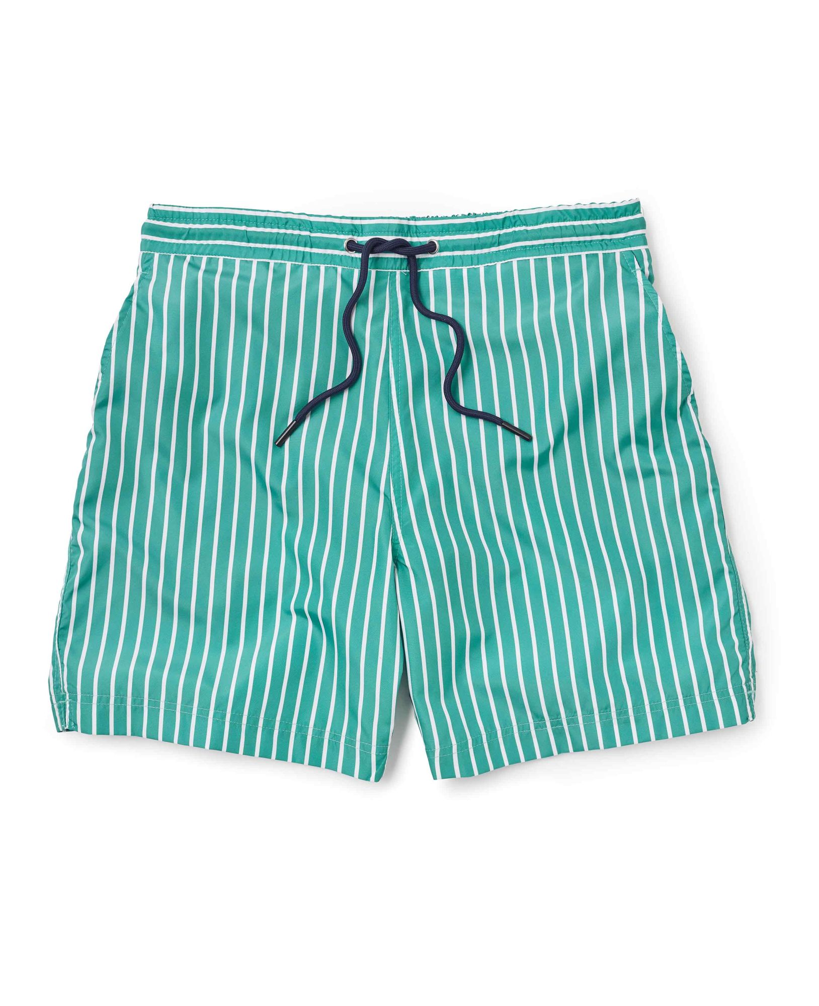 Green White Reverse Stripe Recycled Swim Shorts XL