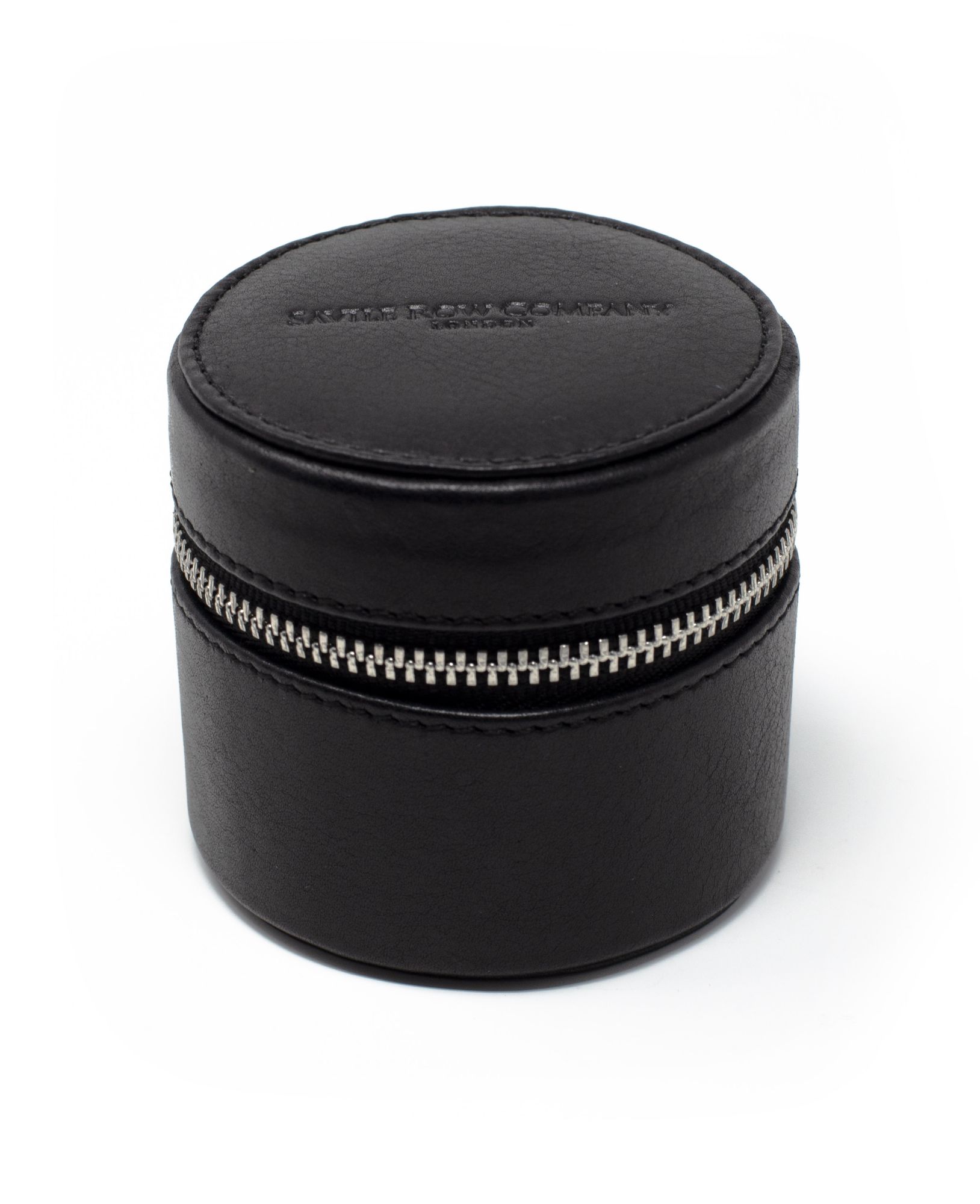 black leather cufflink storage box